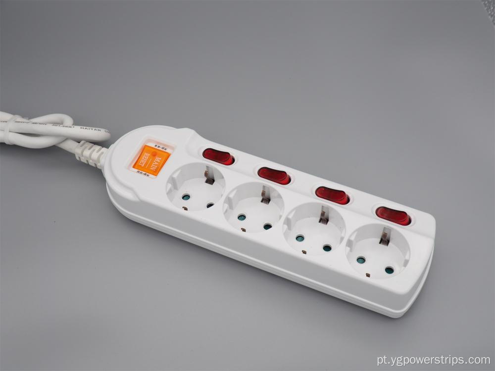 YSS 4/5/6-Outlet Alemã Power Strip com interruptores individuais