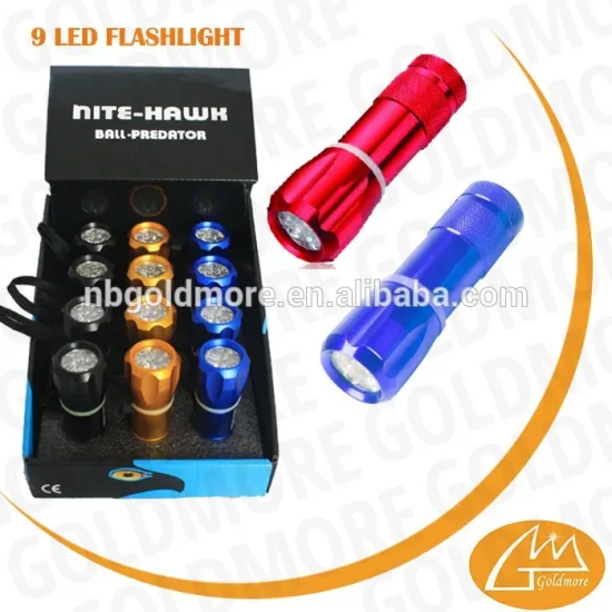 Goldmore2 China Factory led torch flashlight waterproof mini flashlight with 9 led,PDQ pack 9 led aluminum flashlights