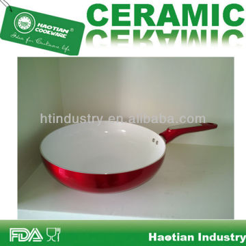 Aluminum ceramic coating wok with metallic finish painting outside