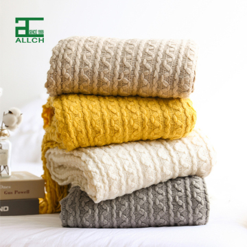 ALLCH Acrylic Knitted Super Soft Warm Cozy Lightweight Throw Blanket with Tassels