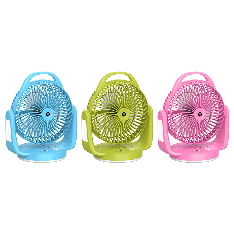 6 inch Rechargeable Desktop Fan with Light and Hook