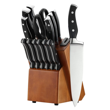 Set pisau hitam 13pc stainless steel dengan rautan bawaan