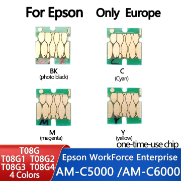 Europe T08G T08G1 T08G1-T08G4 Ink Cartridge Chip for Epson WorkForce Enterprise AM-C5000 AM-C6000 AM C5000 AM C6000 Printer