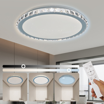 Dimmable RGB Crystal Flush Mount Remote Control LED Ceiling Light