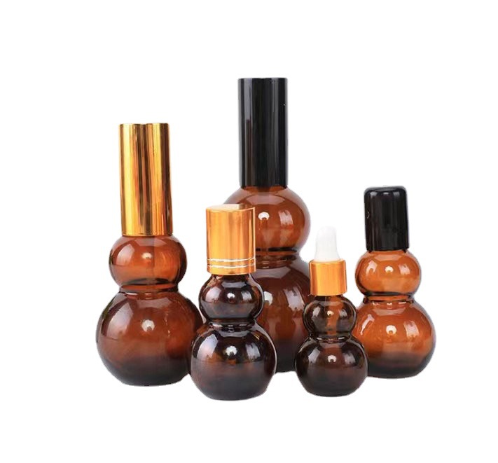 Double Gourd Shaped Amber Glass Spray Bottle