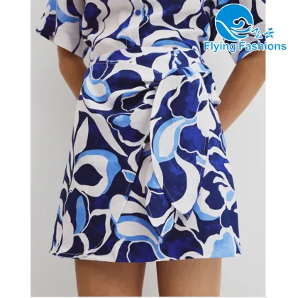 Stylish Floral Print Tie Skirt