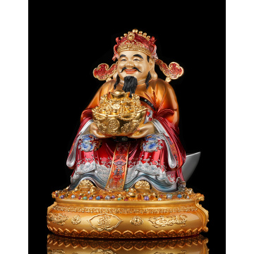 Сядзячая статуя бога багацця з пазалочанай латуні