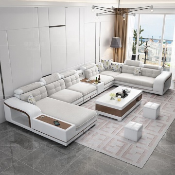 Modernes Luxusgrau u Form 7 -Sitzer -Schnittsofa Design
