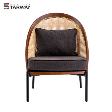 Wholesale Outdoor Garden Balcony Live Room Sofa Living Room Furniture Lounge Cane Rattan Wooden Frame Sofa Chair Modern