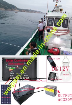 Energía solar del barco de pesca de Retrofit, energía solar del panel solar + luz marina + luz flotante + baterías solares