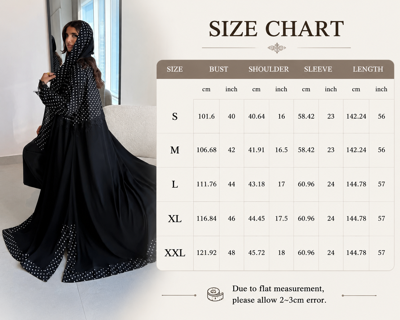 Polka Dot Lace Trim Open Abaya