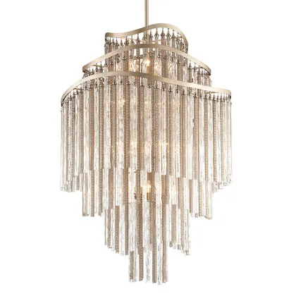 Chimera Lighting Shimmering Nickel and Crystal Tassels Chandelier