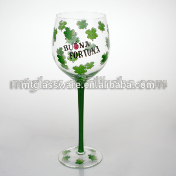 FDA,Eco-friendly,hand paint holiday green wine glass with word