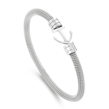 KALEN Unisex Gold/Silver/Black Stainless Steel Open Bangle Bracelet with Magnet Anchor Clasp