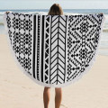Custom printed large round beach towel with tassel