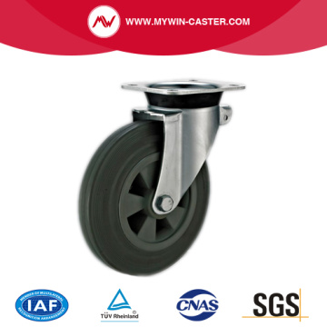 6-8 inch lõi nhựa xoay thùng rác caster màu xám cao su