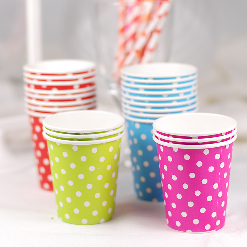 2015-Hot-50pcs-Mint-Blue-Red-Pink-Light-Green-Disposable-Polka-Dots-Paper-Cups-of-Degradable