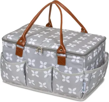 Extra Large Diaper Bag with Toy Organizer, Zip-Top Cover, Waterproof Wet/Dry Bag & Diaper Storage Box for Baby