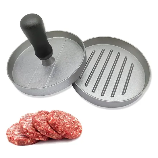 Non-Stick Aluminum Burger Press for BBQ: A Manual Tool for Perfectly Shaped Stuffed Burgers