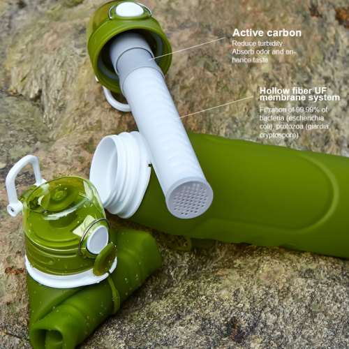1L/ 750ML powerfull filter silicone water bottle