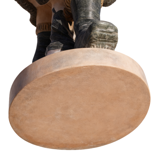 Polychrome Marble Statue of a Boy with Ornament