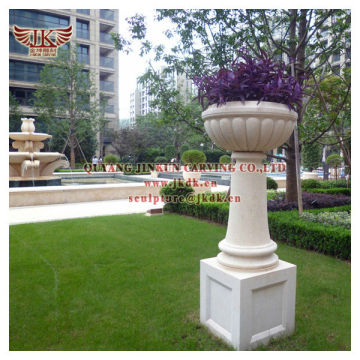 garden marble planter sculpture with stone pedestal from Quyang carving factory