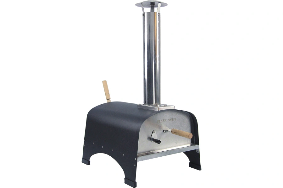 Detailed view of 16 inch wood fired pizza oven interior and controls