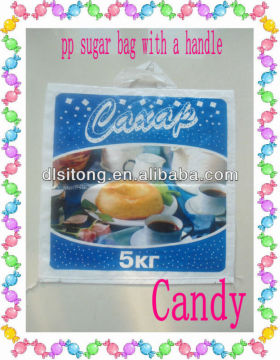 pp sugar bag with a handle exported to Russia,pp woven bag for packing sugar