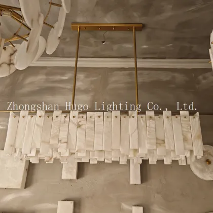 Luxury American Alabaster Rectangular Dining Room Chandelier