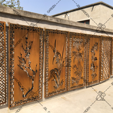 Laser cut metal outdoor privacy screen panels