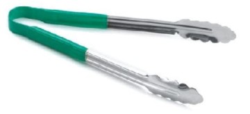 Vinyl coated food tong,green, s/s