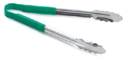 Vinyl coated food tong,green, s/s