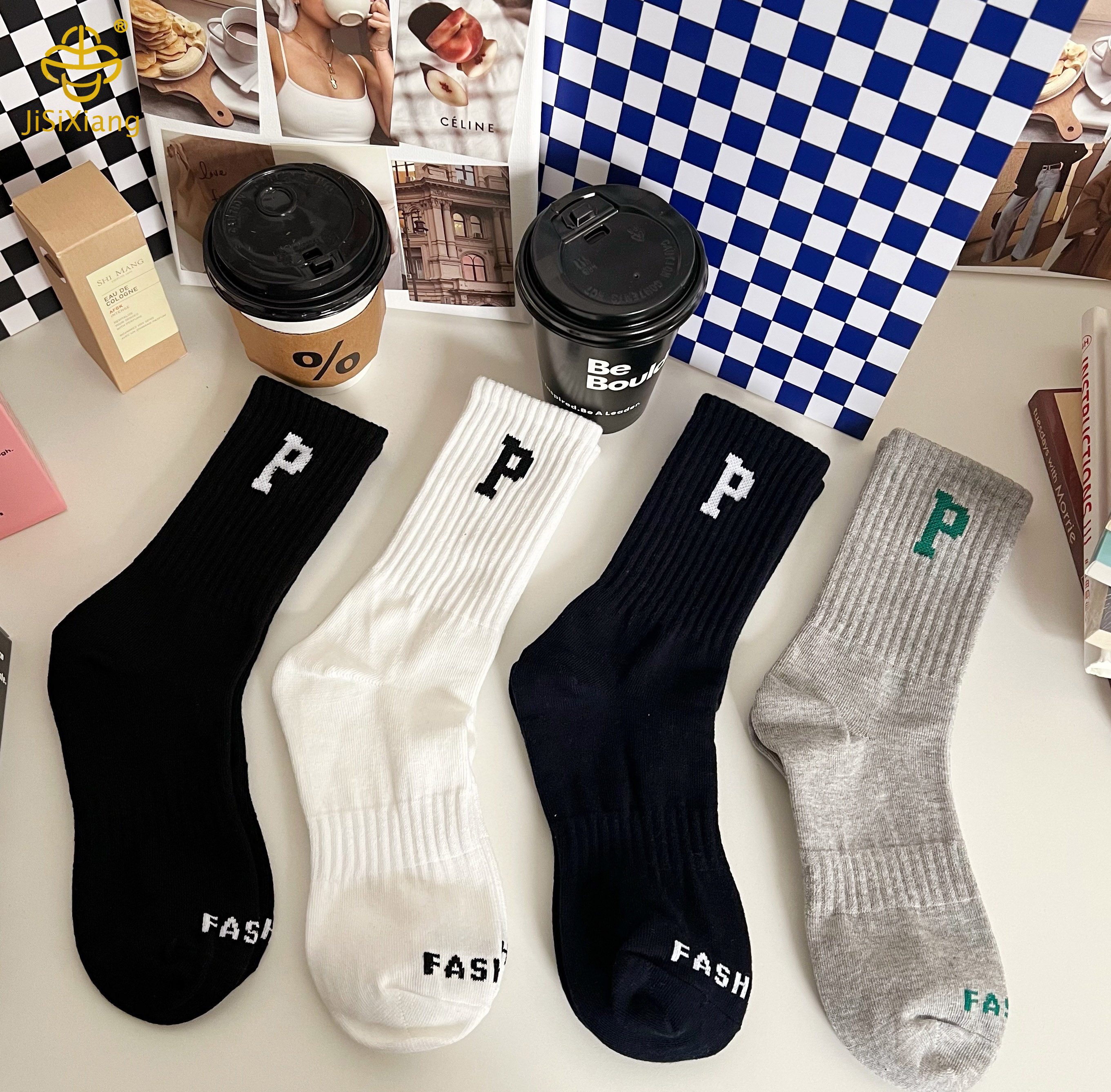 Embroidered girl tube socks