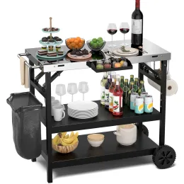 Stainless Steel Grill Cart with 3 Shelf Utility