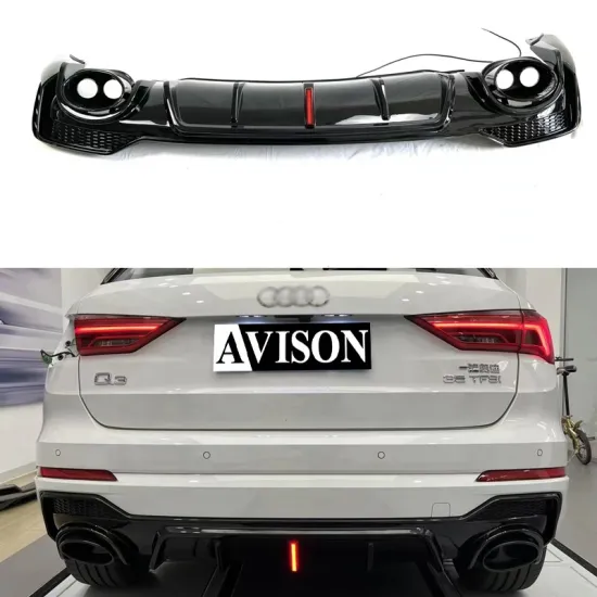 RSQ3 Rear Diffuser with Tail Throat and LED Brake Light for Audi Q3 Upgrade