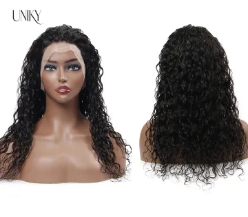 Uniky 100% Brazilian Virgin Human Hair Transparent Swiss Lace Wig HD Body Wave Curly Lace Front wigs for Black Women