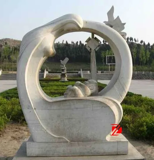 stone abstract mother and child statue for garden decoration