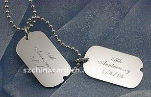 Plain aluminium metal dog tag