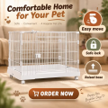 折りたたみ式鉄犬ケージ塗装ワイヤーメッシュ犬小屋、プラスチックトレイロックホイール付き屋内屋外旅行用