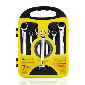 Public 7PCS Cr-V Ratchet Wrench Set Gear Combination Spanner Kit
