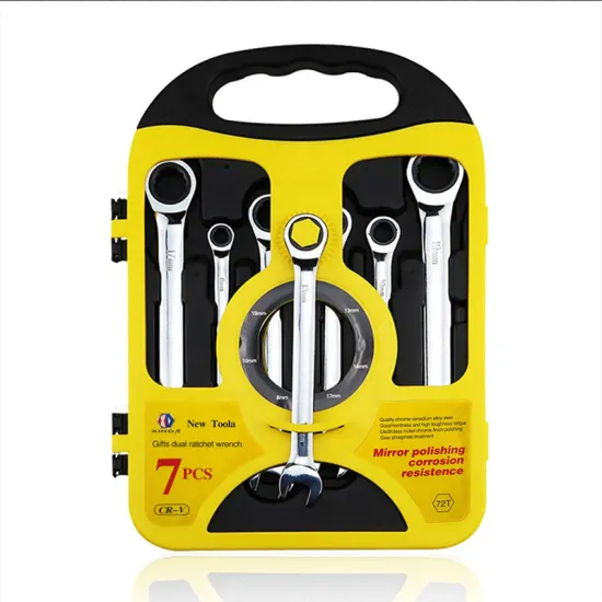 Public 7PCS Cr-V Ratchet Wrench Set Gear Combination Spanner Kit