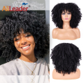 Rambut Palsu Kerinting Afro Kinky Pendek Sintetik 14 Inci