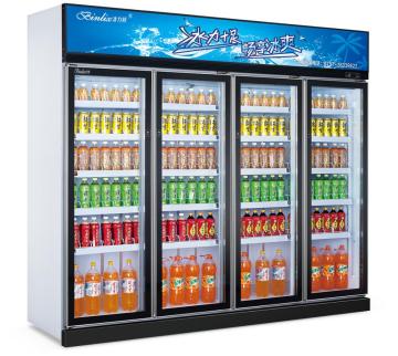 High Quality Energy Saving 4 Door Beverage Cooling Refrigerator