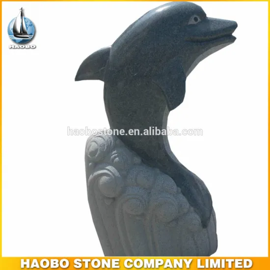 Natural Dark grey granite animal sculpture dolphin
