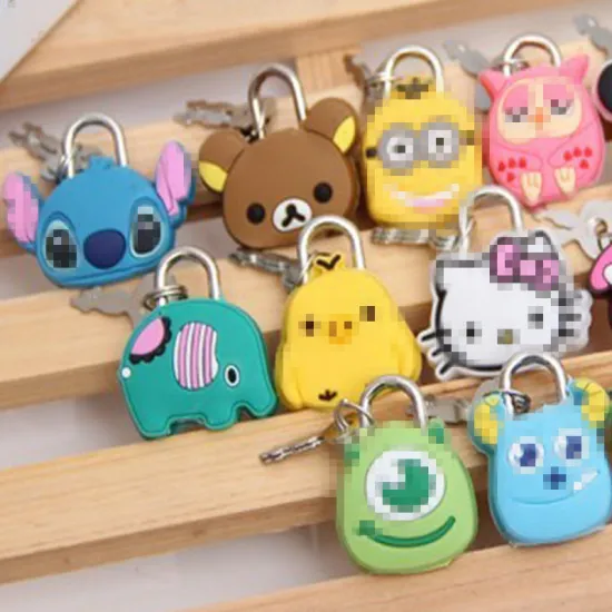 Mini Cartoon Padlocks Zipper Bag Backpack Handbag Drawer Cabinet Key Lock With key Luggage lock