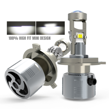 Hi Lo Beam 8000lm 12V 24V Black H4 Y12 Car LED Headlight with Mini Projector Lens