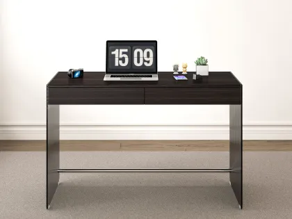 Modern Solid Wood Desk with Fluted Glass Side Panels