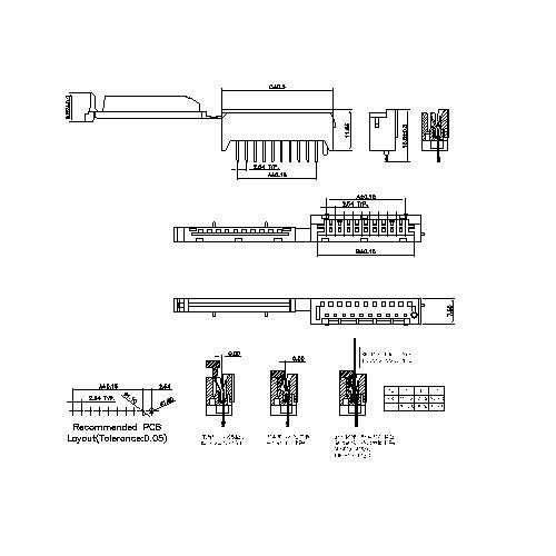 2.54mm Pitch FPC Z.I.F upper contact Type FPC2.54-XXSTUXX0