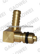 1/4 barb off set elbow right co2 inlet fitting with check valve and o ring, dispense barbed parts