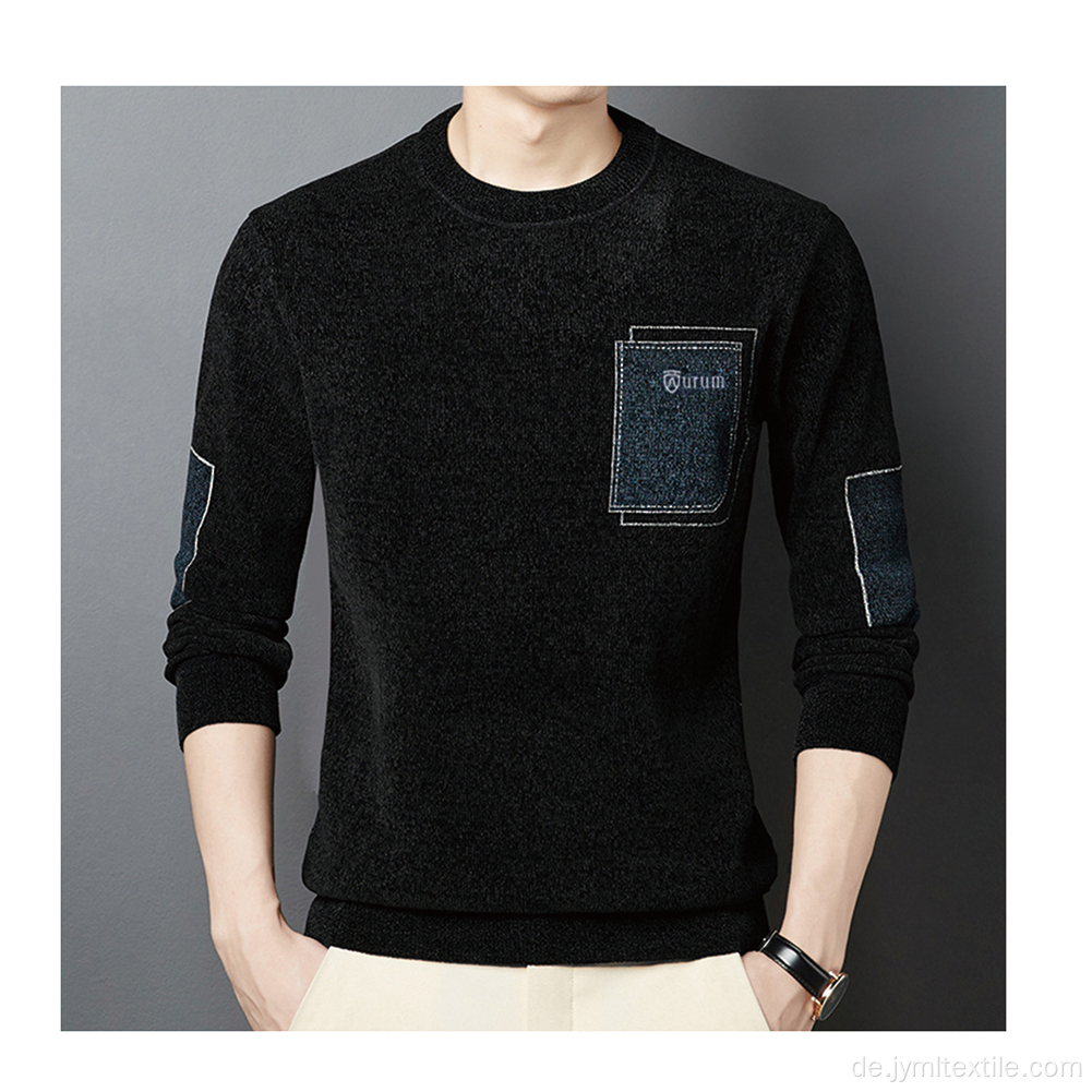 Herren -Strick -Patchwork -Pullover